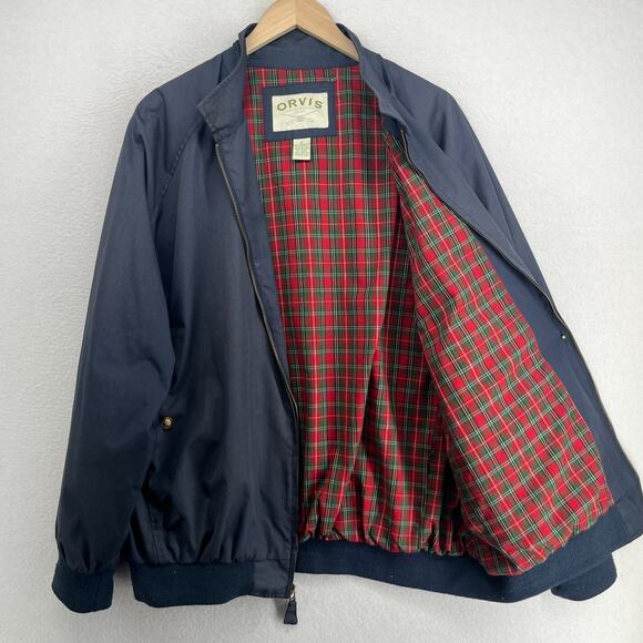 Orvis Other - ORVIS Jacket Mens XL Harrington Bomber Tartan Plaid Lined Full Zip Blue VTG